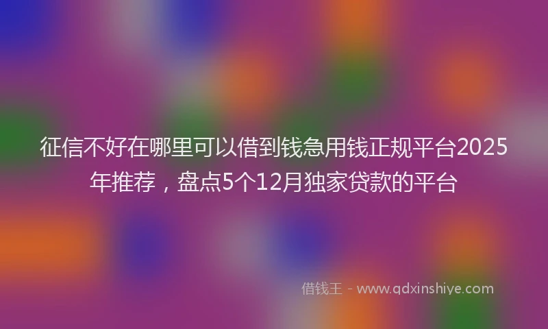 征信不好在哪里可以借到钱急用钱正规平台2025年推荐，盘点5个12月独家贷款的平台