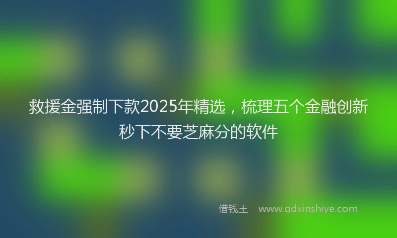 救援金强制下款2025年精选，梳理五个金融创新秒下不要芝麻分的软件