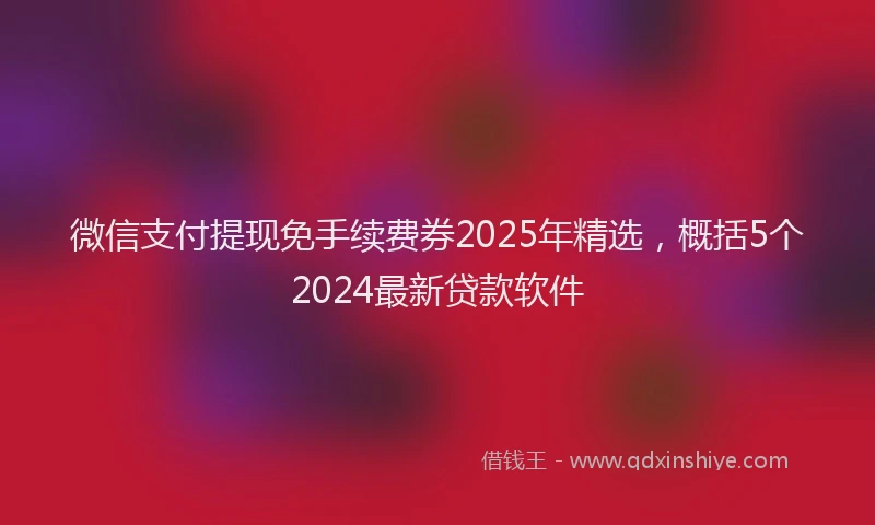 微信支付提现免手续费券2025年精选，概括5个2024最新贷款软件