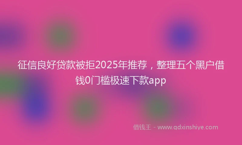 征信良好贷款被拒2025年推荐，整理五个黑户借钱0门槛极速下款app