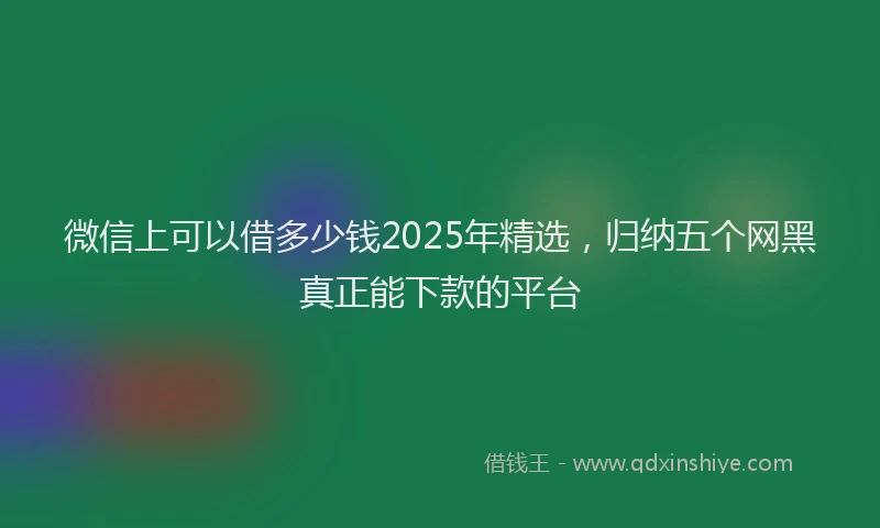 微信上可以借多少钱2025年精选，归纳五个网黑真正能下款的平台