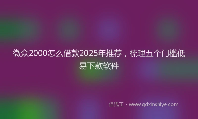 微众2000怎么借款2025年推荐，梳理五个门槛低易下款软件
