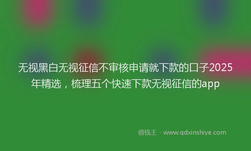 无视黑白无视征信不审核申请就下款的口子2025年精选，梳理五个快速下款无视征信的app