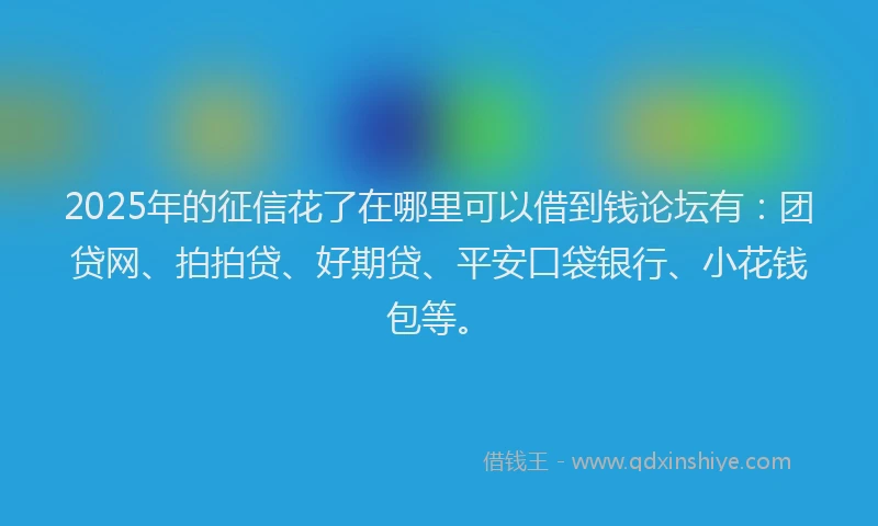 2025年的征信花了在哪里可以借到钱论坛有：团贷网、拍拍贷、好期贷、平安口袋银行、小花钱包等。