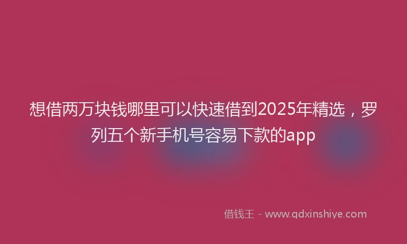 想借两万块钱哪里可以快速借到2025年精选，罗列五个新手机号容易下款的app