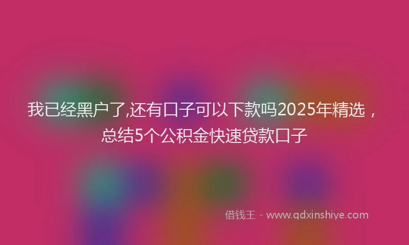 我已经黑户了,还有口子可以下款吗2025年精选，总结5个公积金快速贷款口子