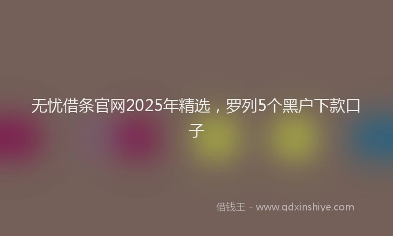 无忧借条官网2025年精选，罗列5个黑户下款口子