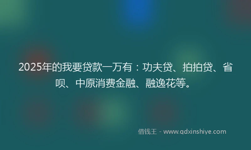 2025年的我要贷款一万有：功夫贷、拍拍贷、省呗、中原消费金融、融逸花等。