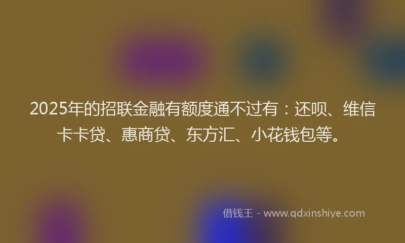 2025年的招联金融有额度通不过有：还呗、维信卡卡贷、惠商贷、东方汇、小花钱包等。
