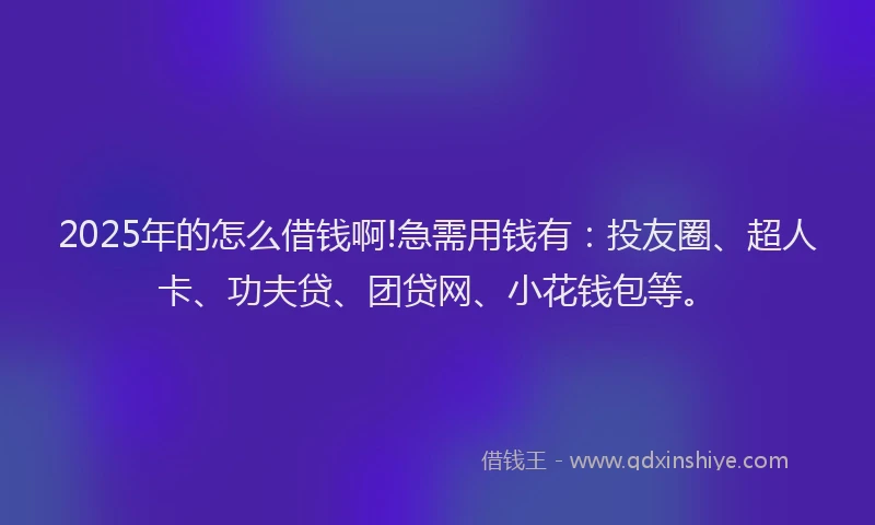 2025年的怎么借钱啊!急需用钱有:投友圈、超人卡、功夫贷、团贷网、小花钱包等。