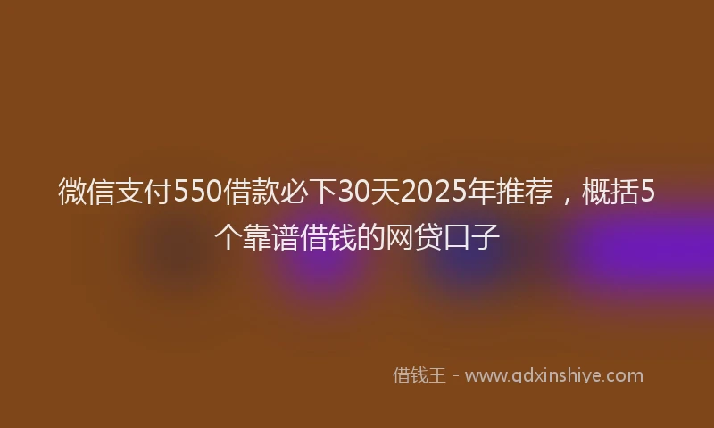 微信支付550借款必下30天2025年推荐，概括5个靠谱借钱的网贷口子