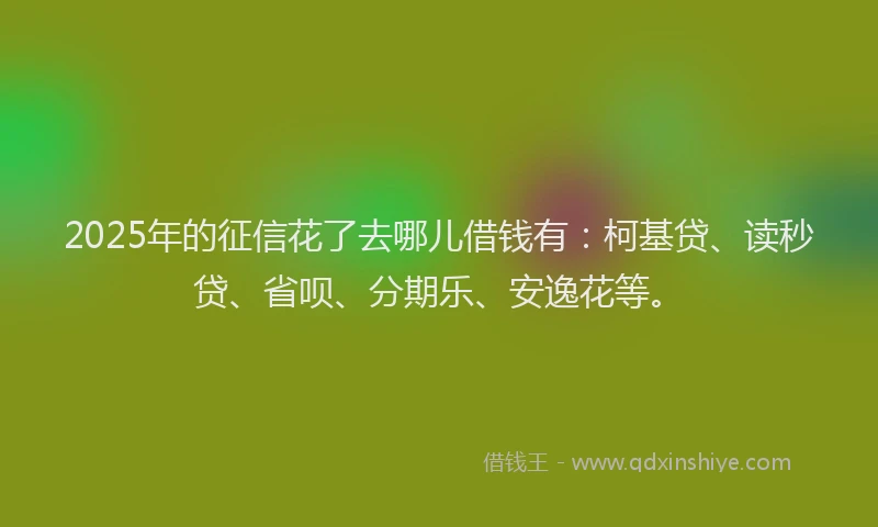 2025年的征信花了去哪儿借钱有：柯基贷、读秒贷、省呗、分期乐、安逸花等。