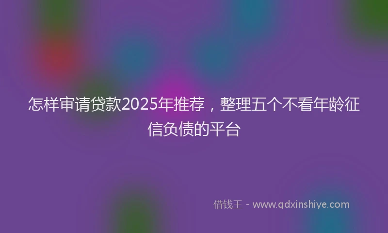 怎样审请贷款2025年推荐，整理五个不看年龄征信负债的平台