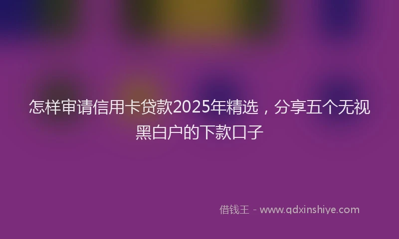 怎样审请信用卡贷款2025年精选，分享五个无视黑白户的下款口子