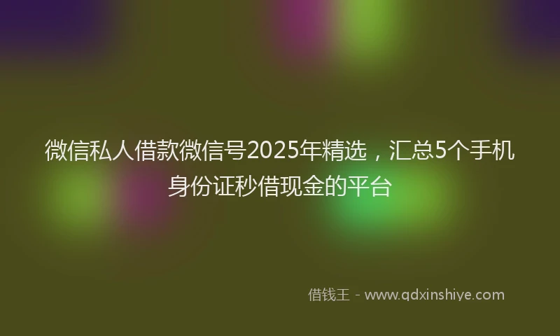 微信私人借款微信号2025年精选，汇总5个手机身份证秒借现金的平台