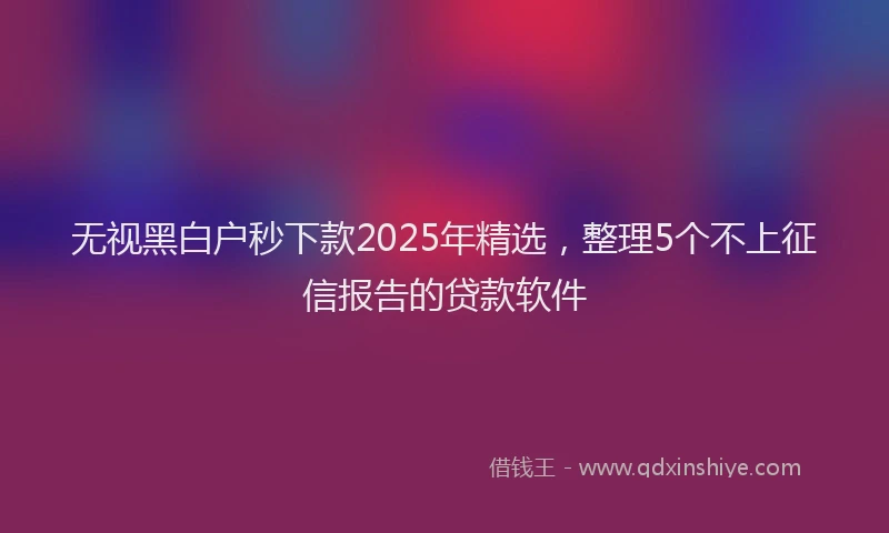 无视黑白户秒下款2025年精选，整理5个不上征信报告的贷款软件