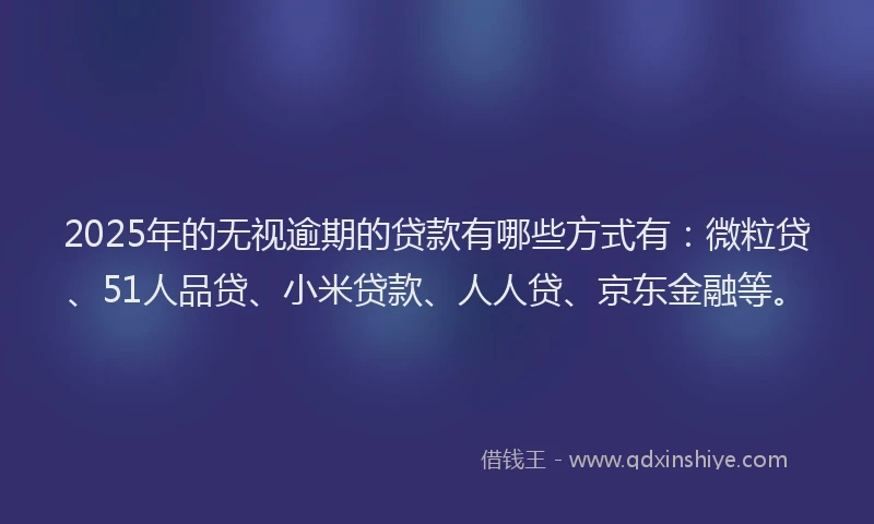 2025年的无视逾期的贷款有哪些方式有：微粒贷、51人品贷、小米贷款、人人贷、京东金融等。