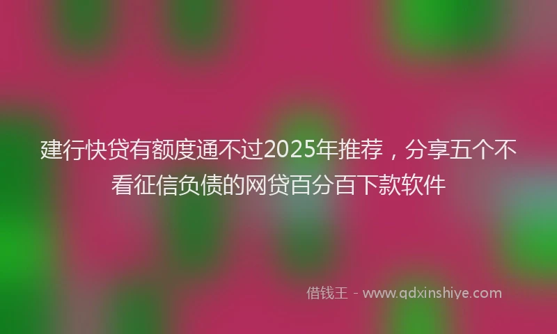 建行快贷有额度通不过2025年推荐，分享五个不看征信负债的网贷百分百下款软件
