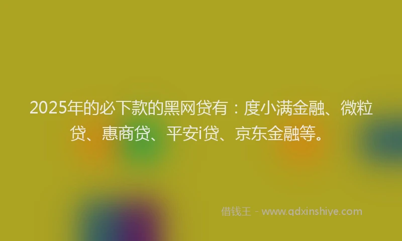 2025年的必下款的黑网贷有：度小满金融、微粒贷、惠商贷、平安i贷、京东金融等。