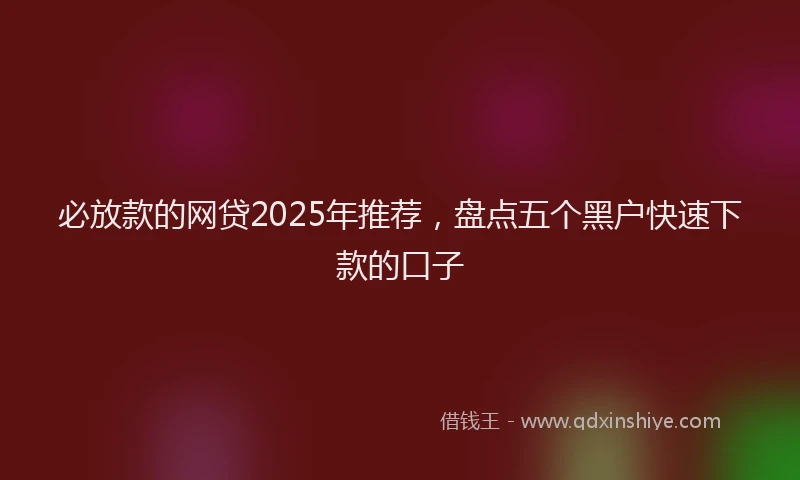 必放款的网贷2025年推荐，盘点五个黑户快速下款的口子