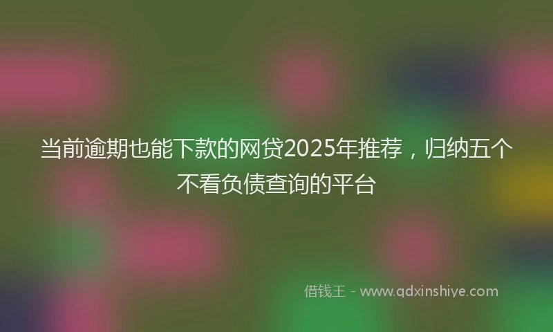 当前逾期也能下款的网贷2025年推荐，归纳五个不看负债查询的平台