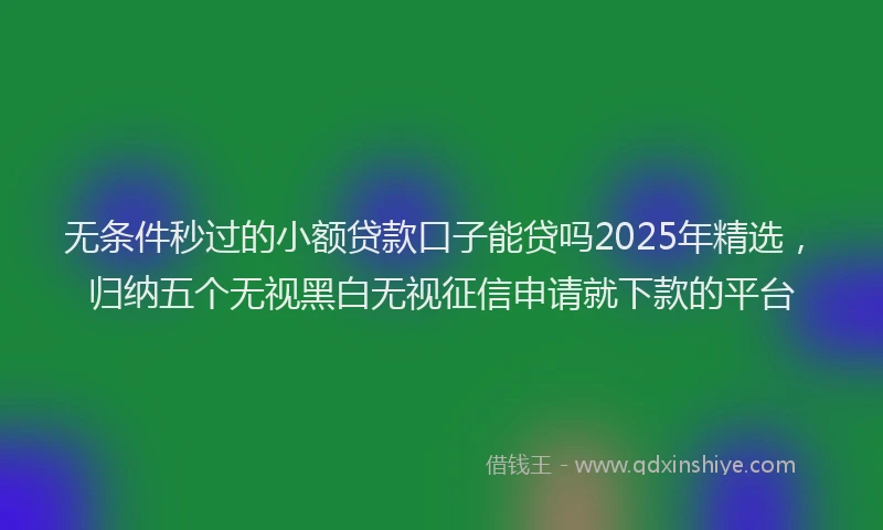 无条件秒过的小额贷款口子能贷吗2025年精选，归纳五个无视黑白无视征信申请就下款的平台