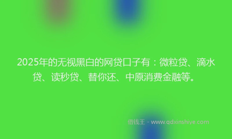 2025年的无视黑白的网贷口子有：微粒贷、滴水贷、读秒贷、替你还、中原消费金融等。