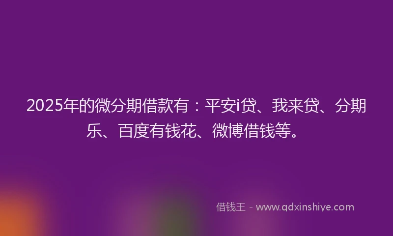 2025年的微分期借款有：平安i贷、我来贷、分期乐、百度有钱花、微博借钱等。