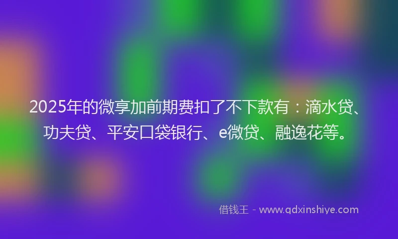 2025年的微享加前期费扣了不下款有：滴水贷、功夫贷、平安口袋银行、e微贷、融逸花等。