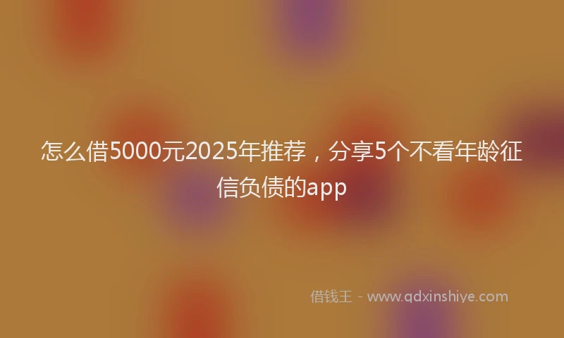 怎么借5000元2025年推荐，分享5个不看年龄征信负债的app
