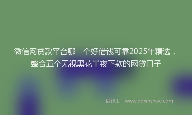微信网贷款平台哪一个好借钱可靠2025年精选，整合五个无视黑花半夜下款的网贷口子