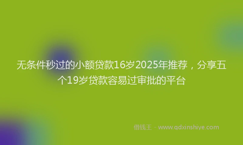 无条件秒过的小额贷款16岁2025年推荐，分享五个19岁贷款容易过审批的平台