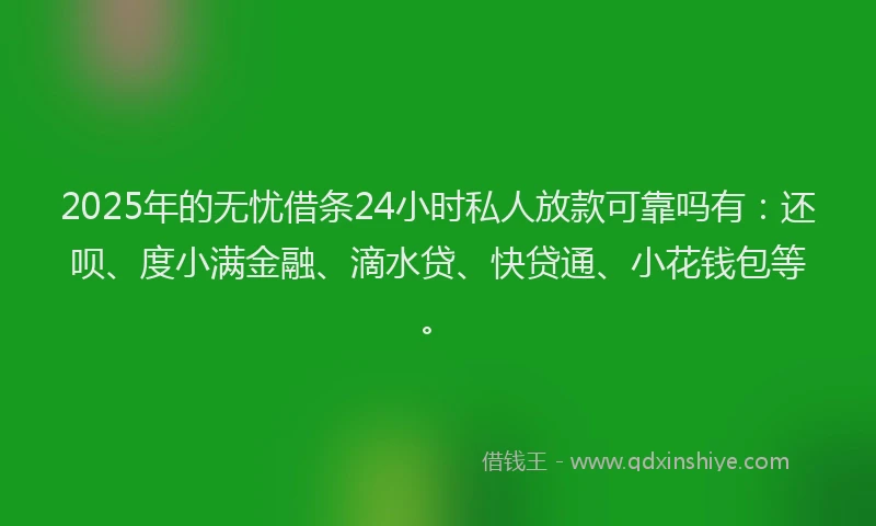 2025年的无忧借条24小时私人放款可靠吗有：还呗、度小满金融、滴水贷、快贷通、小花钱包等。
