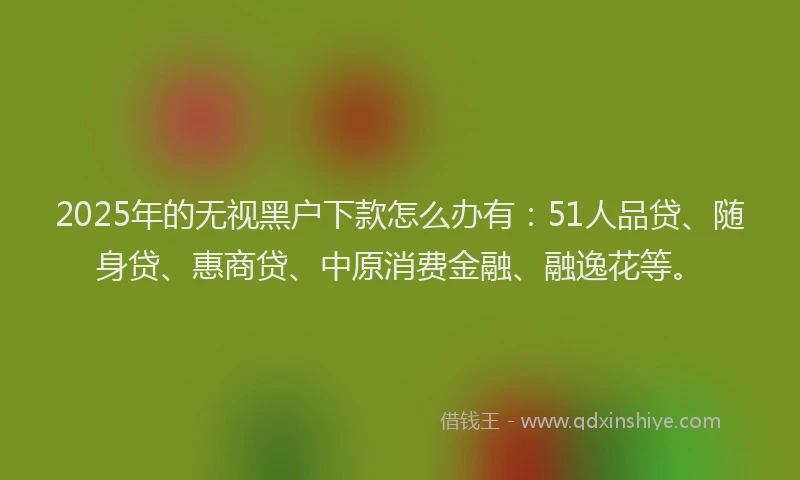 2025年的无视黑户下款怎么办有：51人品贷、随身贷、惠商贷、中原消费金融、融逸花等。