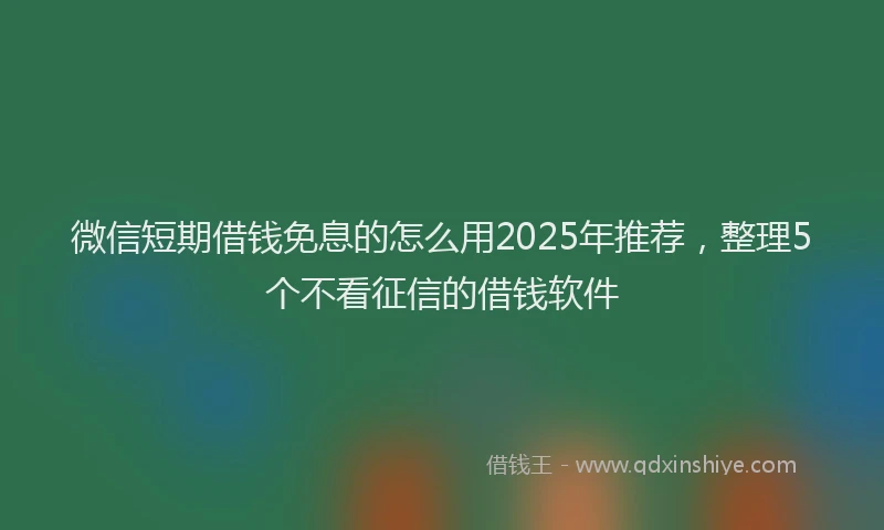 微信短期借钱免息的怎么用2025年推荐，整理5个不看征信的借钱软件
