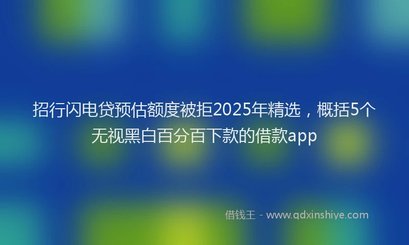 招行闪电贷预估额度被拒2025年精选，概括5个无视黑白百分百下款的借款app