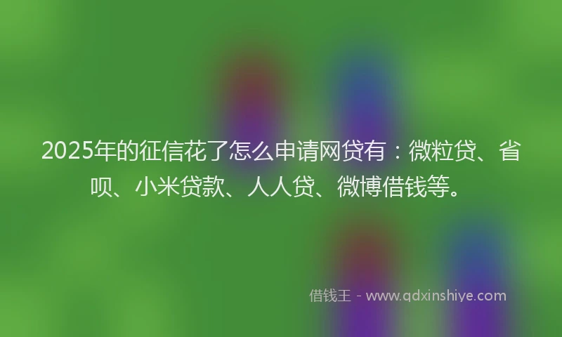 2025年的征信花了怎么申请网贷有：微粒贷、省呗、小米贷款、人人贷、微博借钱等。