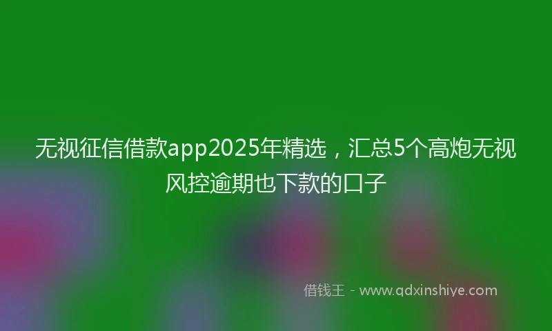 无视征信借款app2025年精选，汇总5个高炮无视风控逾期也下款的口子
