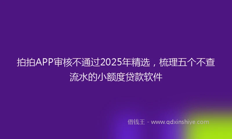 拍拍APP审核不通过2025年精选，梳理五个不查流水的小额度贷款软件
