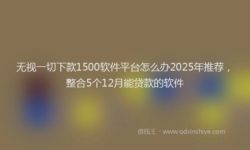 无视一切下款1500软件平台怎么办2025年推荐，整合5个12月能贷款的软件