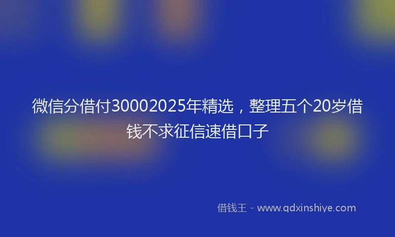 微信分借付30002025年精选，整理五个20岁借钱不求征信速借口子