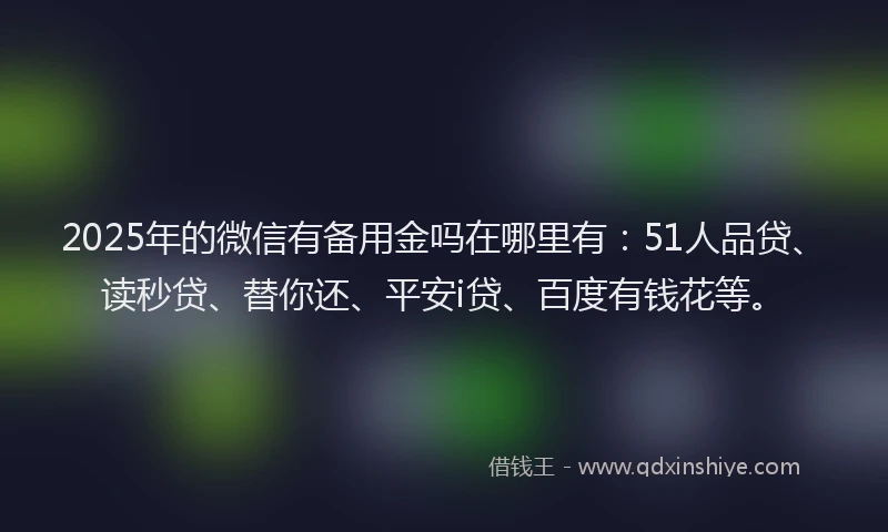 2025年的微信有备用金吗在哪里有：51人品贷、读秒贷、替你还、平安i贷、百度有钱花等。