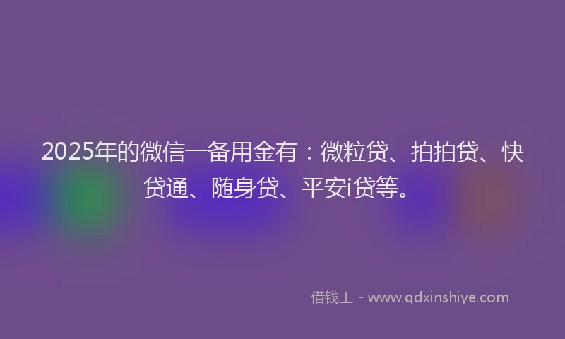 2025年的微信一备用金有：微粒贷、拍拍贷、快贷通、随身贷、平安i贷等。