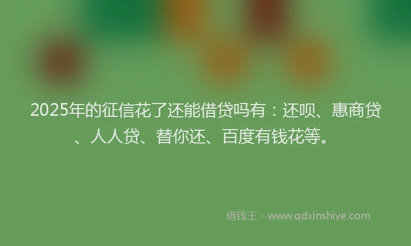 2025年的征信花了还能借贷吗有：还呗、惠商贷、人人贷、替你还、百度有钱花等。