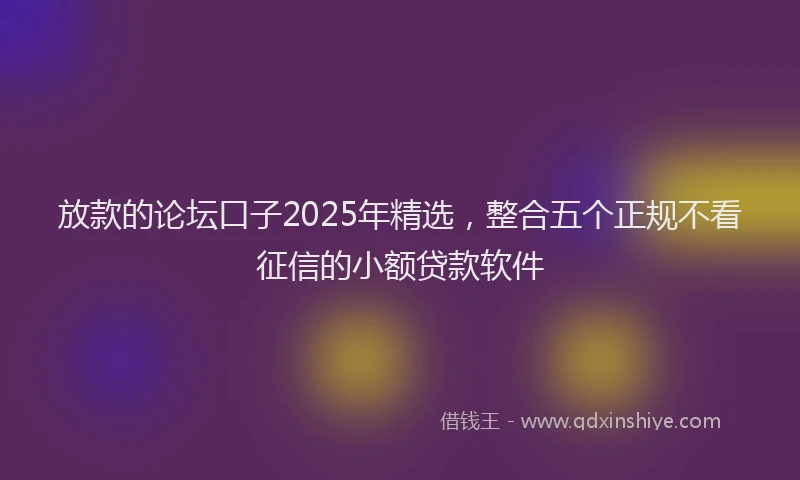 放款的论坛口子2025年精选，整合五个正规不看征信的小额贷款软件
