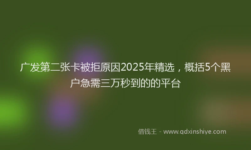 广发第二张卡被拒原因2025年精选，概括5个黑户急需三万秒到的的平台