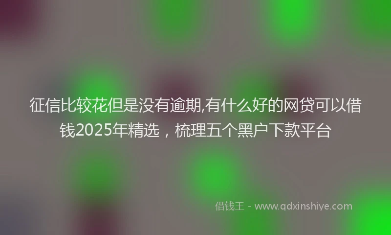 征信比较花但是没有逾期,有什么好的网贷可以借钱2025年精选，梳理五个黑户下款平台