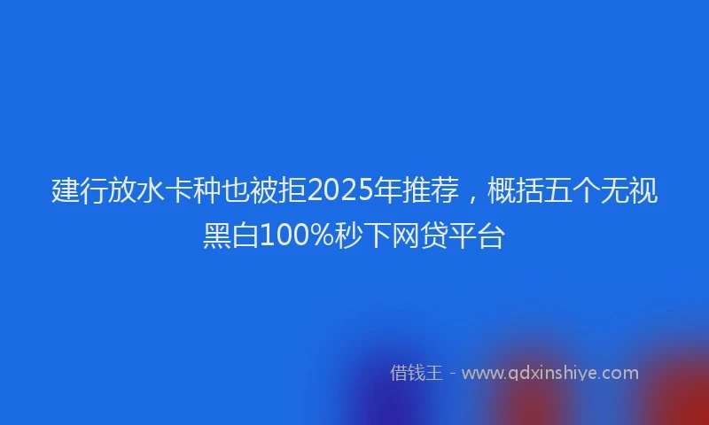建行放水卡种也被拒2025年推荐，概括五个无视黑白100%秒下网贷平台