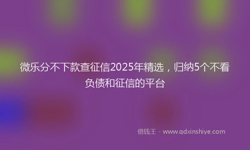 微乐分不下款查征信2025年精选，归纳5个不看负债和征信的平台
