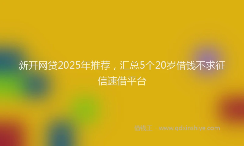 新开网贷2025年推荐，汇总5个20岁借钱不求征信速借平台